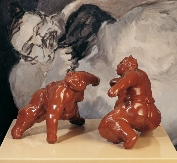 Skulpturen, Sumokämpfer, Kunststoffguss